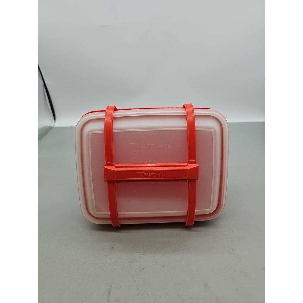 Vintage Tupperware # 1254 Pack N Carry w/ Handle Harvest Orange Retro Lunch Box